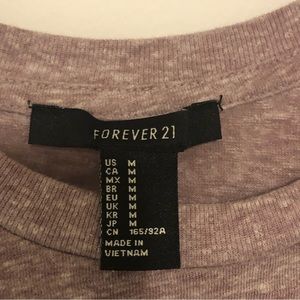 Forever 21 Crew-Neck T-Shirt Crop Top Purple Heather Medium